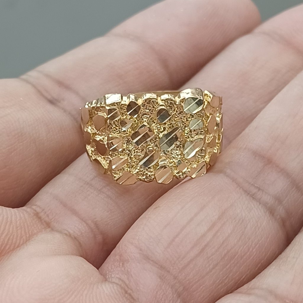 10kt Solid Gold Nugget Ring For Men Size 10